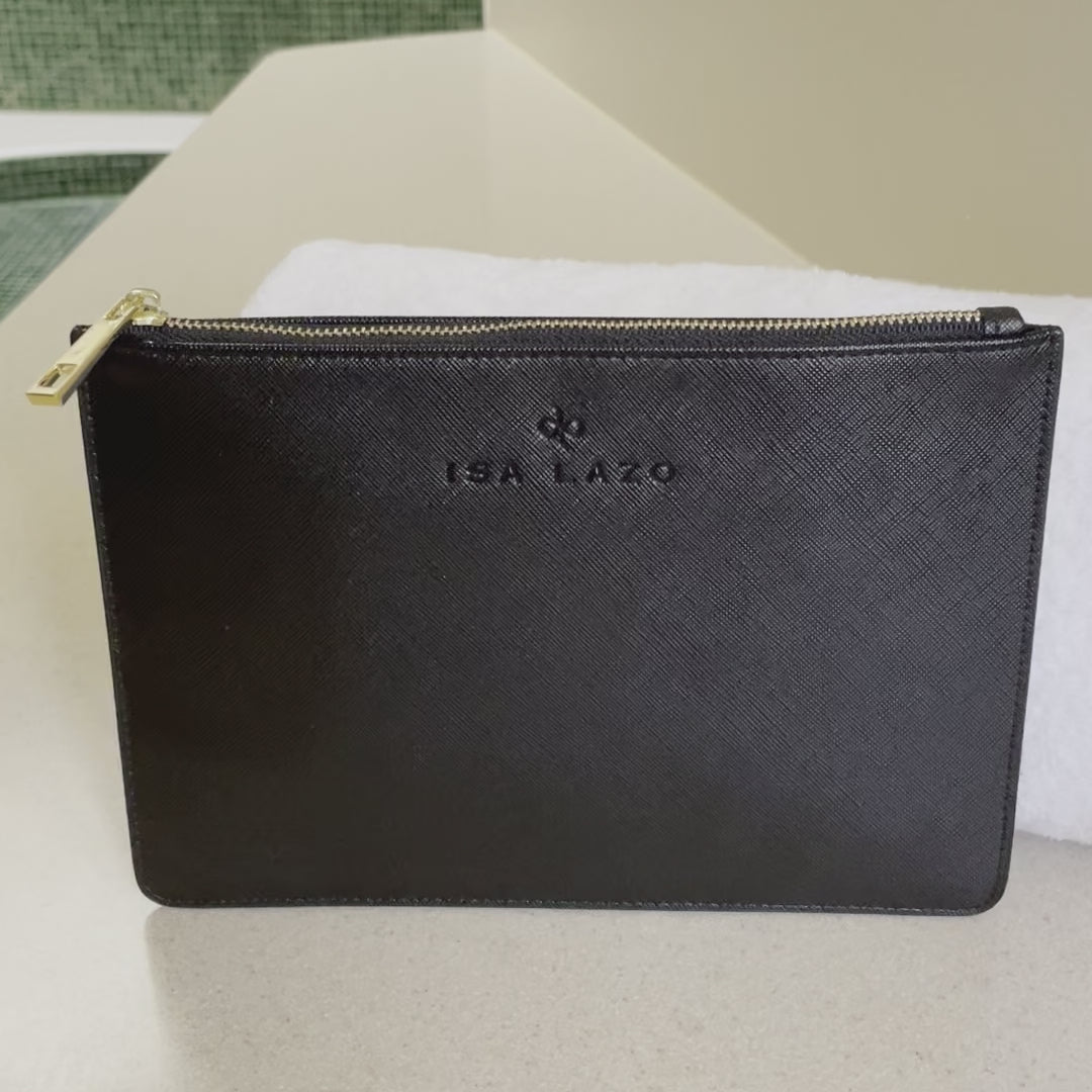 Kate Spade ash Street leather Gia clutch pouch BLACK top